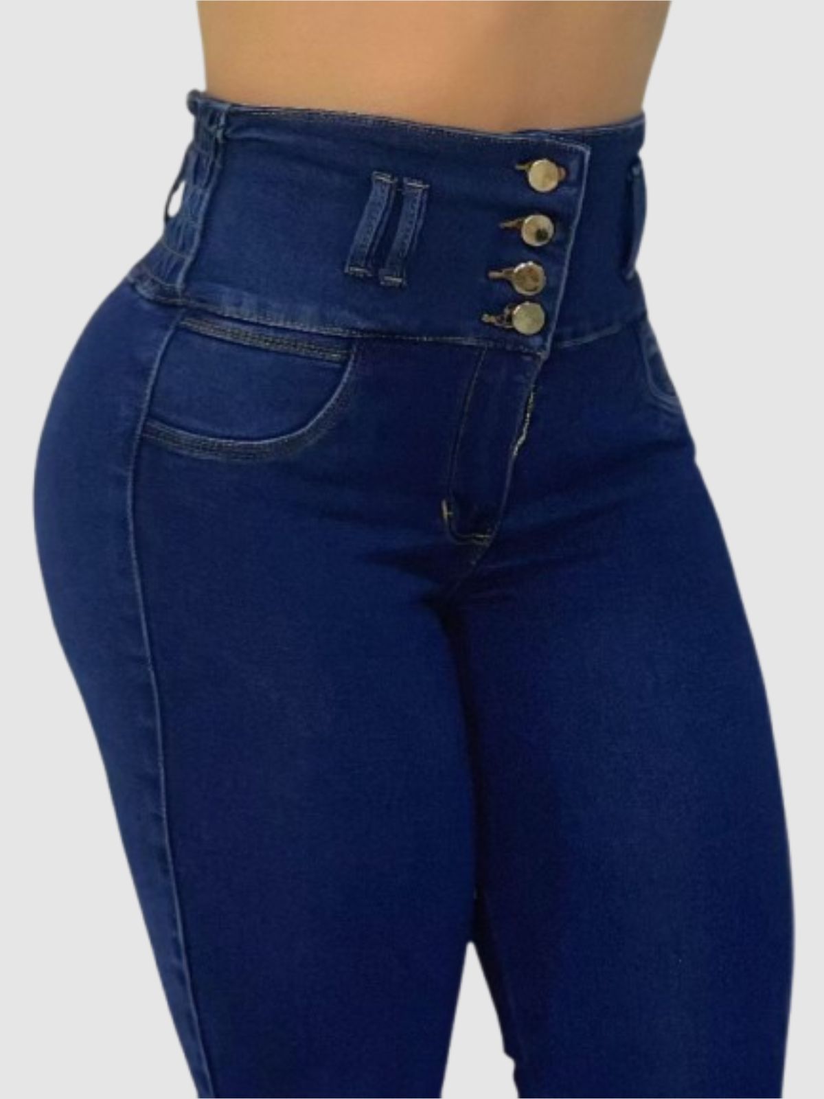 JEAN CINTURA AVISPA AZUL OSCURO (Pretina ancha lisa, sin fruncido)