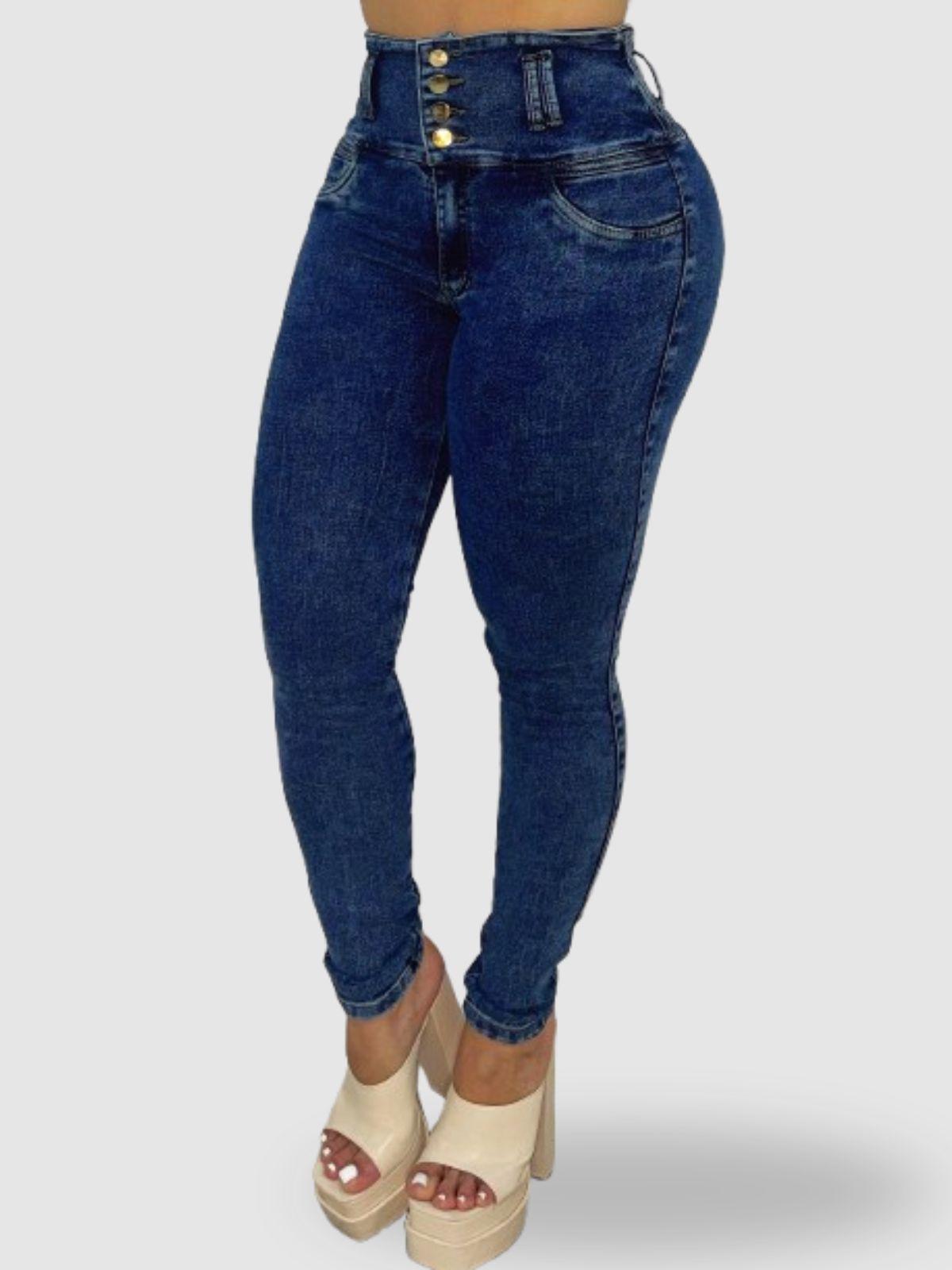 JEAN AVISPA MOLDEADOR AZUL DESGASTADO