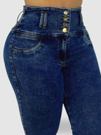 JEAN AVISPA MOLDEADOR AZUL DESGASTADO