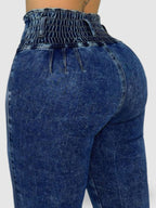 JEAN AVISPA MOLDEADOR AZUL DESGASTADO