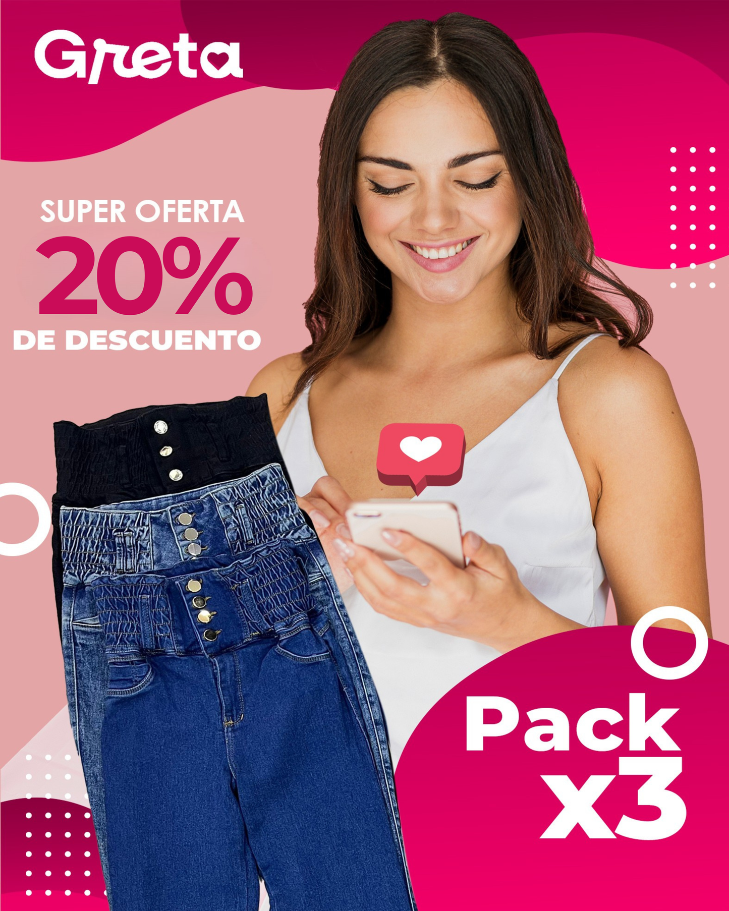 Pack x3 Jeans Cintura Avispa