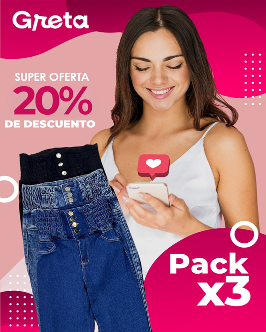 Pack x3 Jeans Cintura Avispa