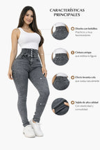 JEAN CINTURA AVISPA GRIS (Bota tubo)