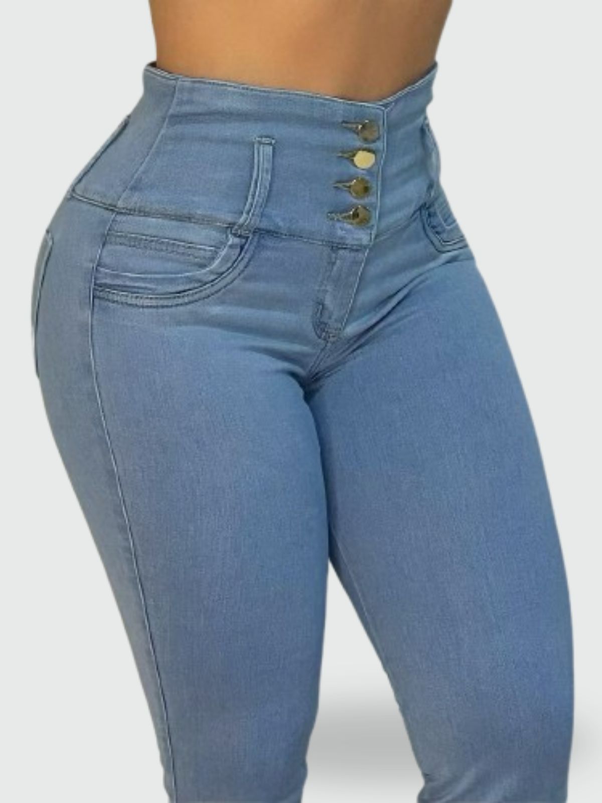 JEAN BOTA CAMPANA TIRO ALTO LEVANTA COLA AZUL CLARO