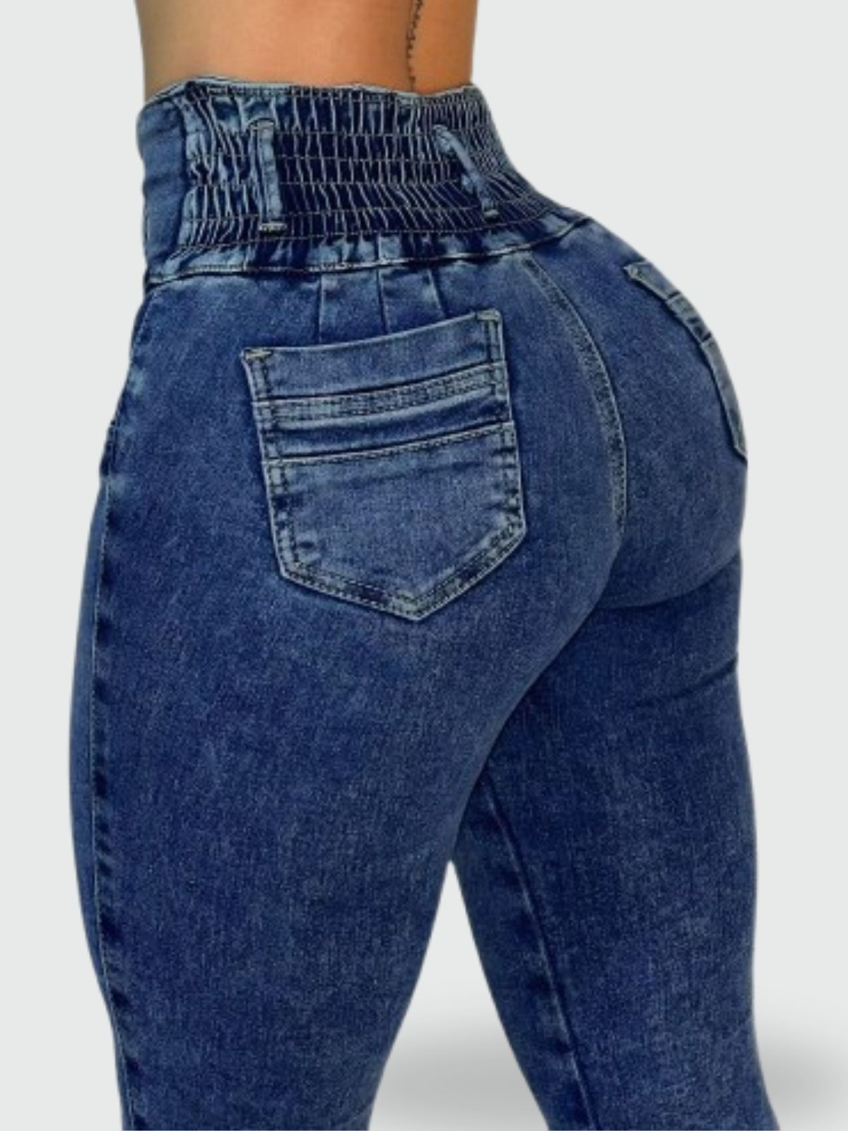 JEAN BOTA CAMPANA TIRO ALTO CORSET AZUL CLÁSICO