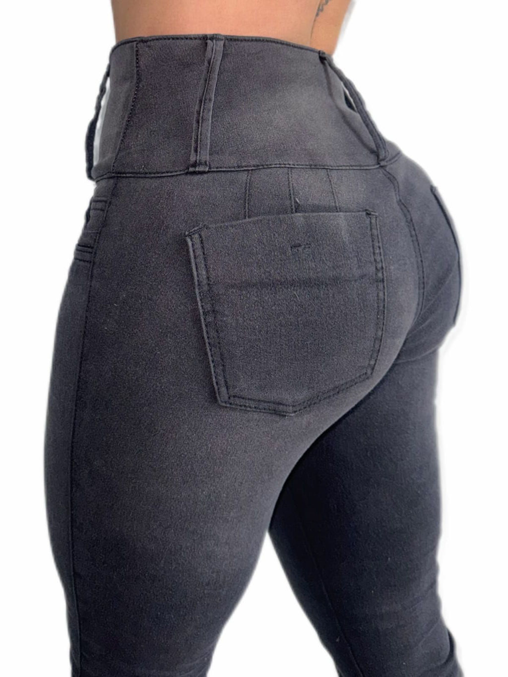 Jean Levanta Cola Gris Oscuro Elegante
