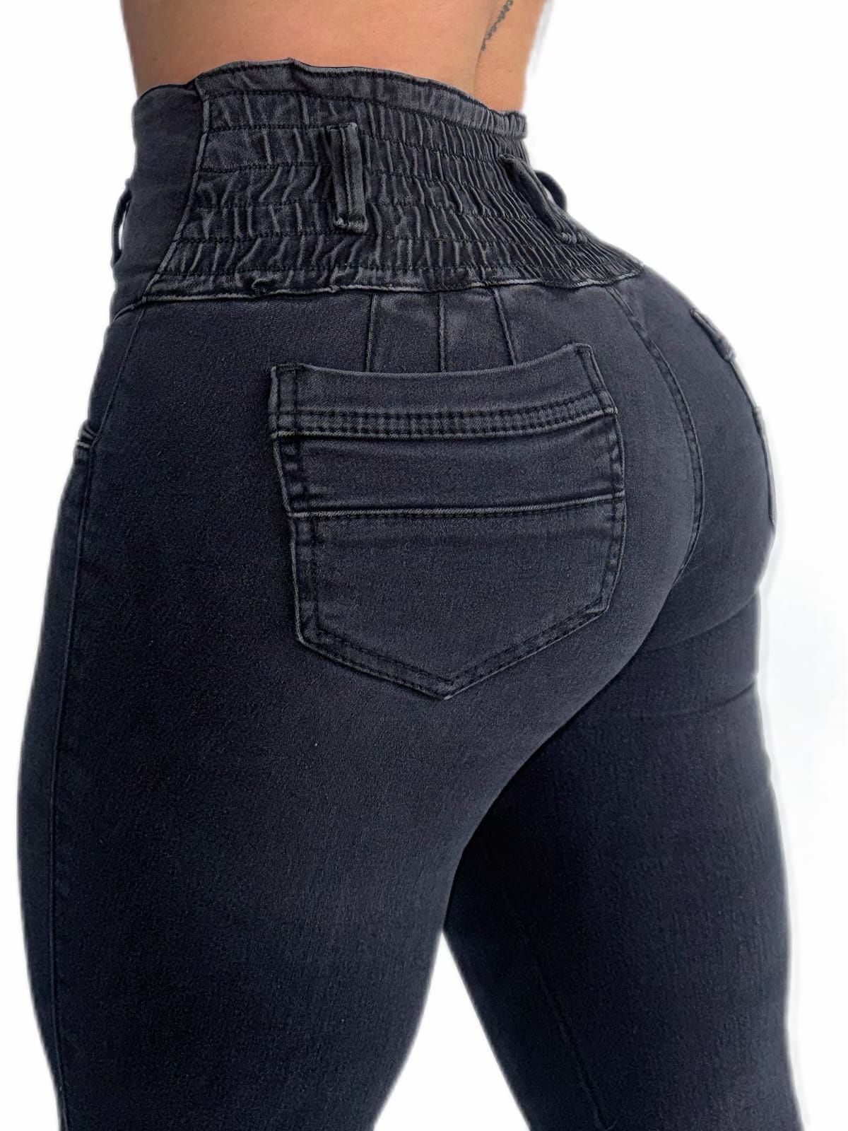 Jean Cintura Avispa Bota Campana Azul Oscuro