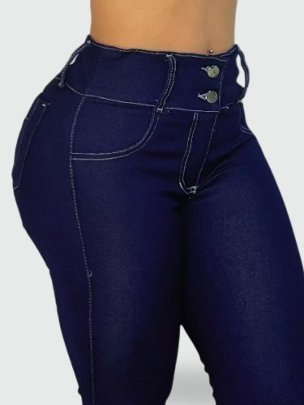 JEAN SKINNY TIRO ALTO LEVANTA COLA AZUL ÍNDIGO - (Ref Natalia)