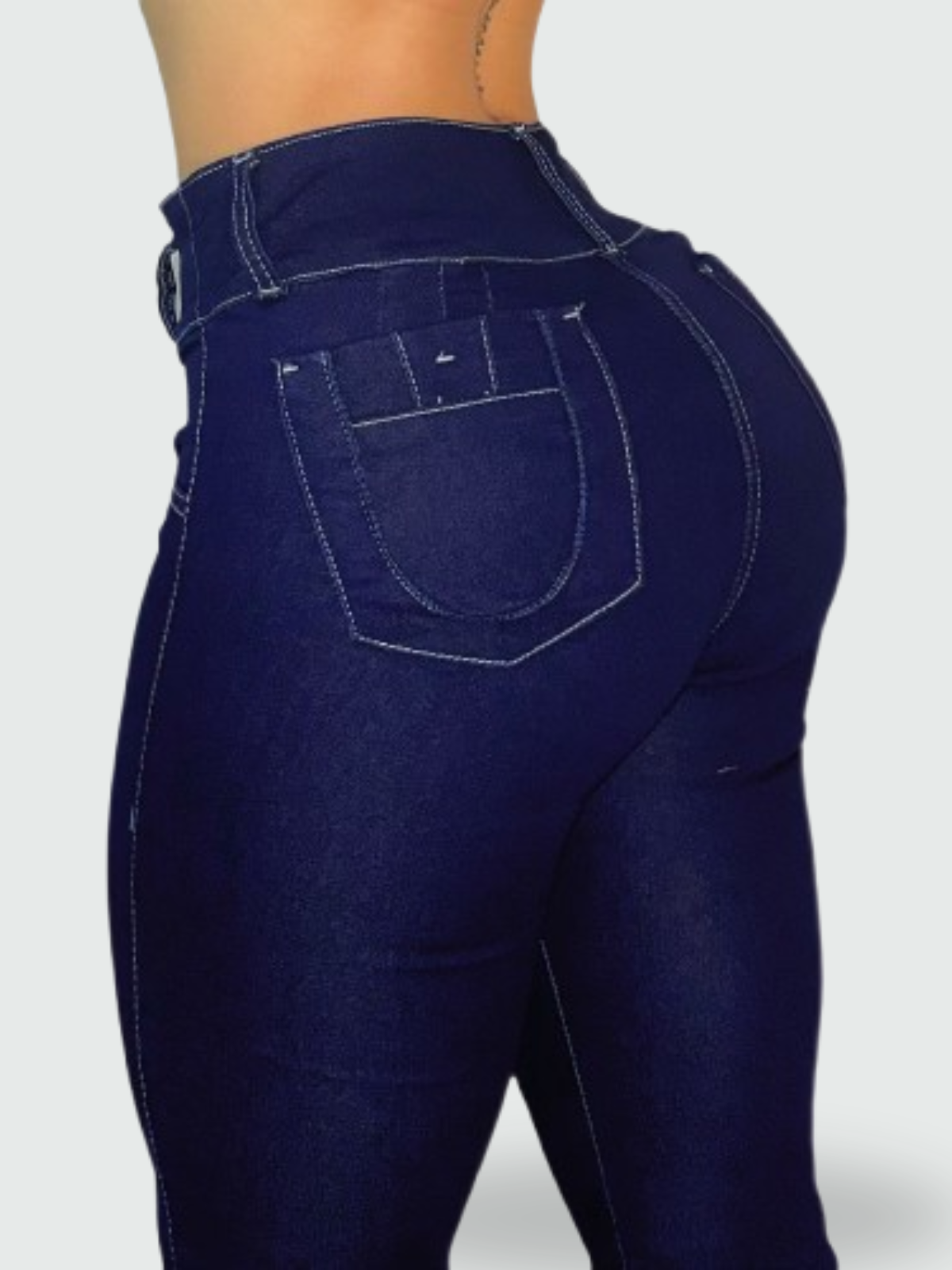 JEAN SKINNY TIRO ALTO LEVANTA COLA AZUL ÍNDIGO - (Ref Natalia)