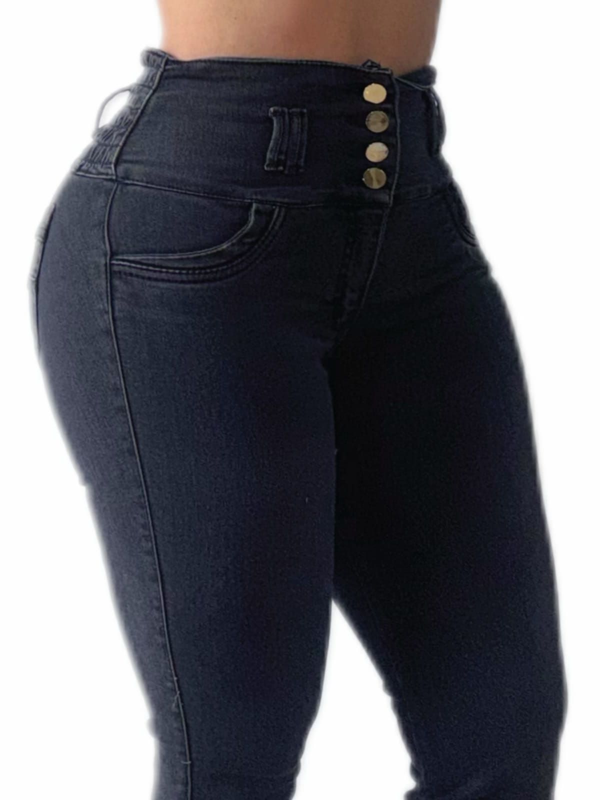 Jean Cintura Avispa Bota Campana Azul Oscuro