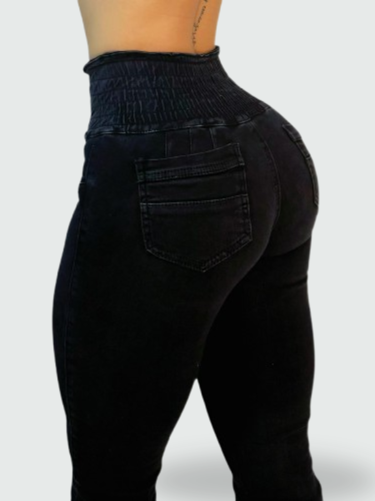 JEAN BOTA CAMPANA TIRO ALTO CORSET NEGRO