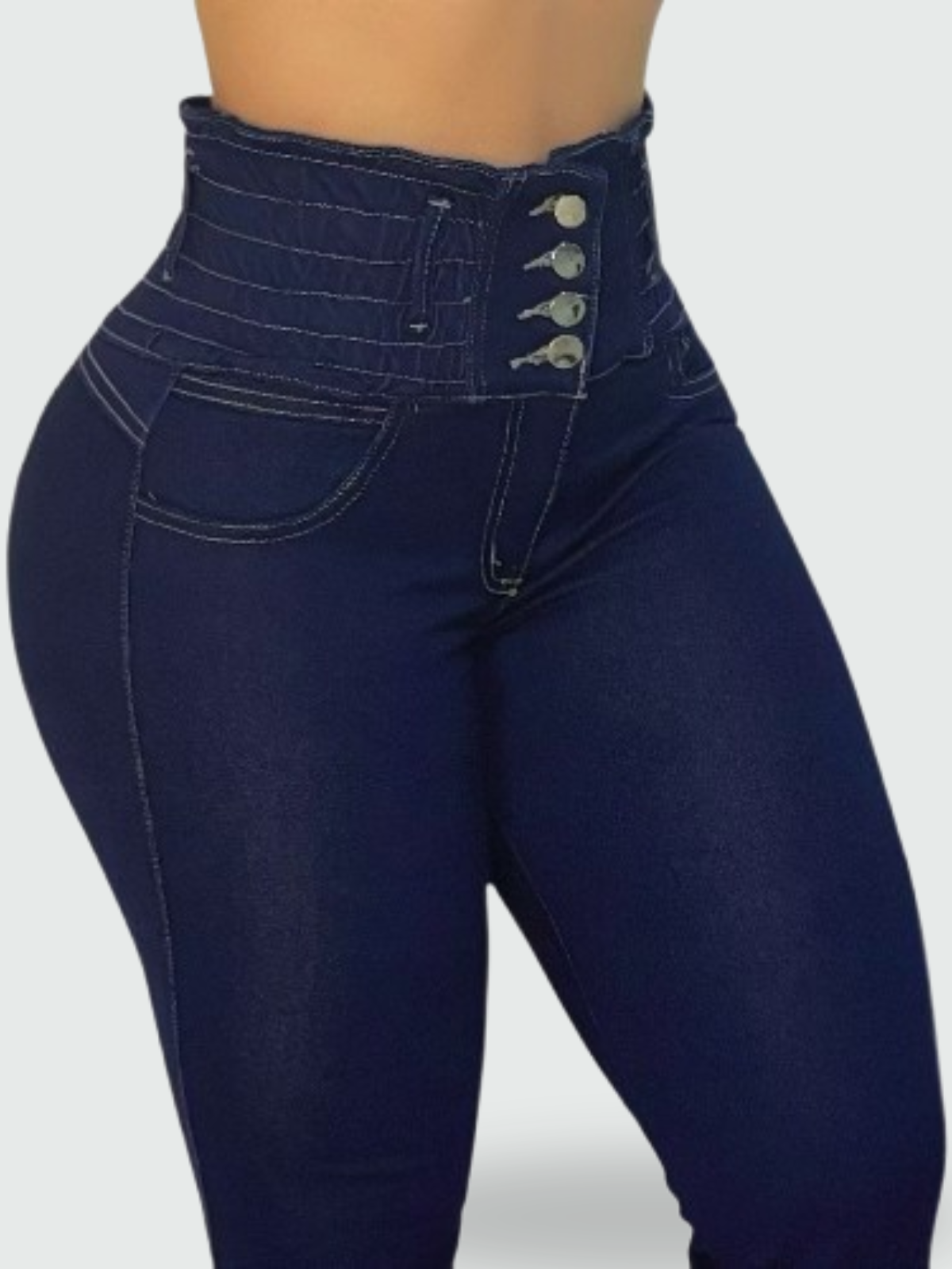 JEAN BOTA CAMPANA TIRO ALTO CORSET AZUL OSCURO