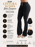 Jean Cintura Avispa Bota Campana Azul Oscuro