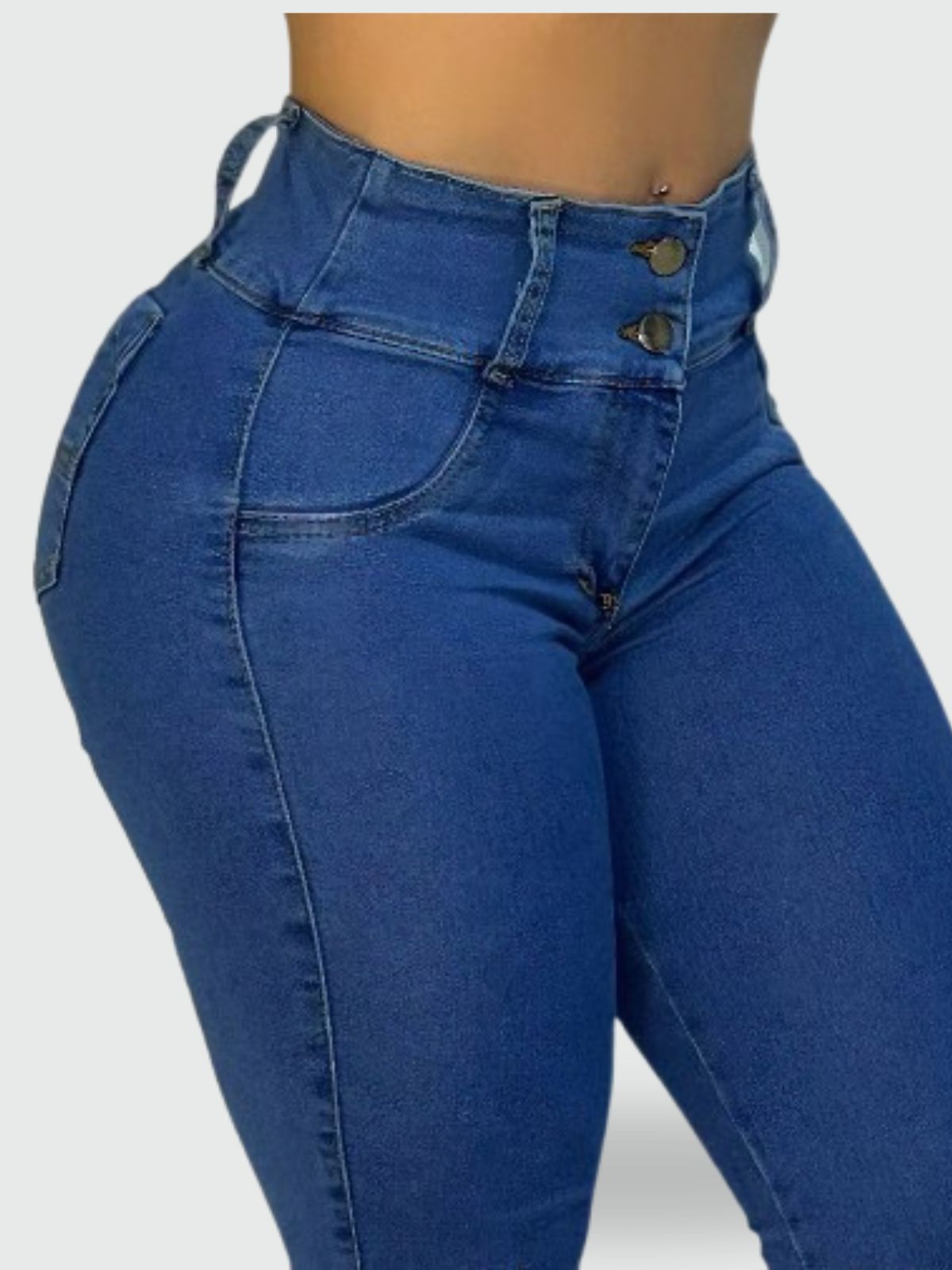 JEAN TIRO ALTO LEVANTA COLA AZUL MEDIO - (Ref Natalia)