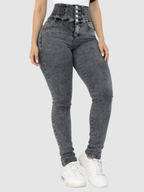 JEAN CINTURA AVISPA GRIS (Bota tubo)