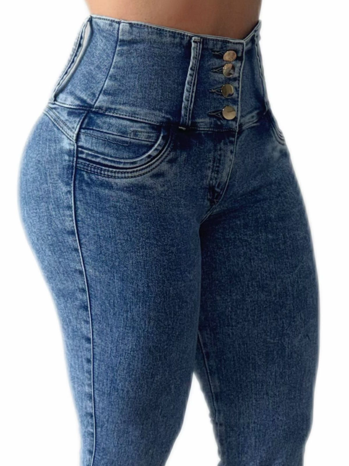Jean Control Abdomen Azul Medio Stretch