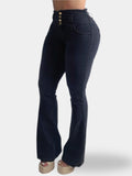 Jean Cintura Avispa Bota Campana Azul Oscuro