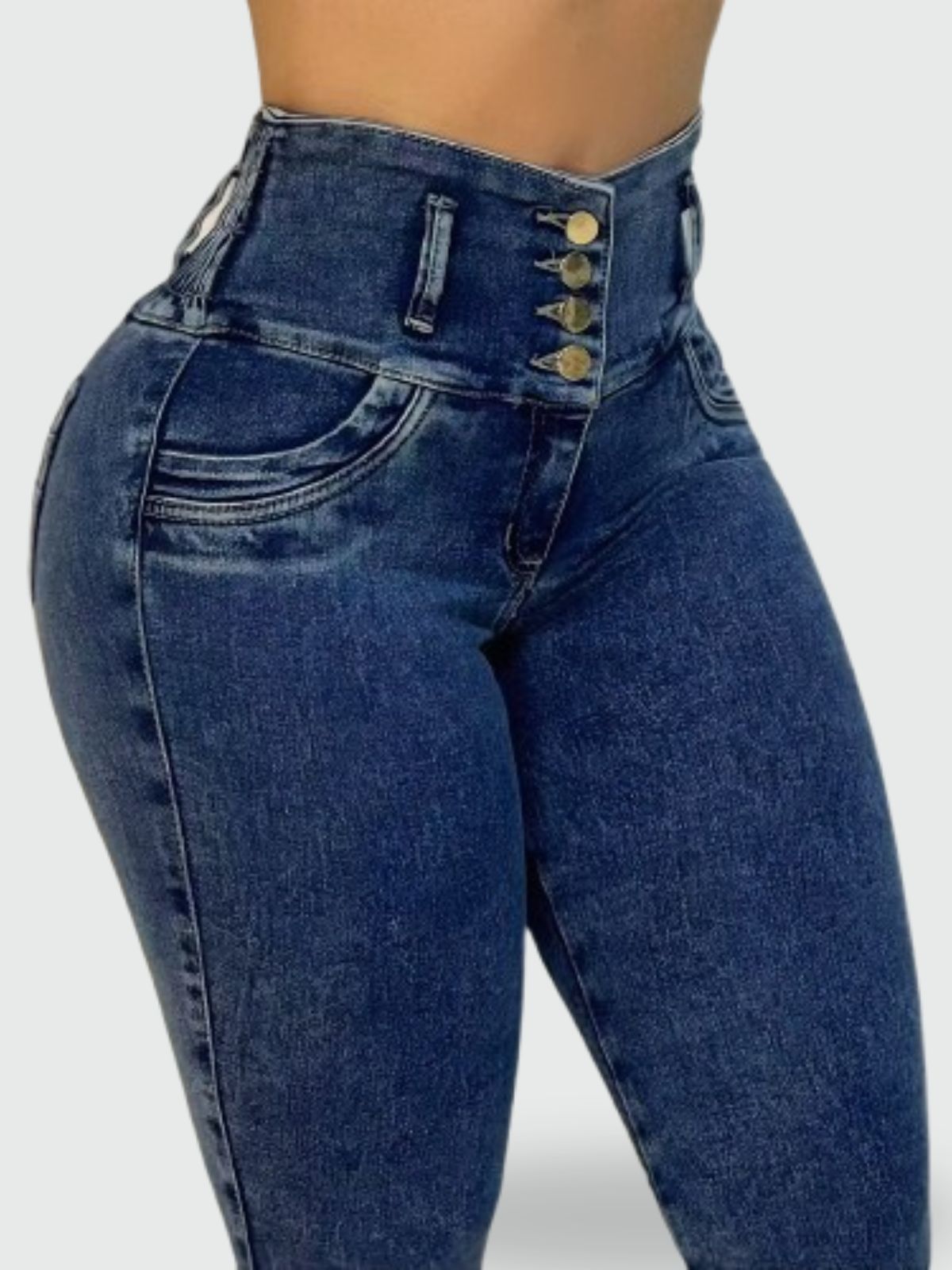 JEAN BOTA CAMPANA TIRO ALTO CORSET AZUL CLÁSICO