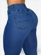 JEAN TIRO ALTO LEVANTA COLA AZUL MEDIO - (Ref Natalia)