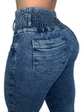 Jean Cintura Avispa Skinny Azul Medio -1