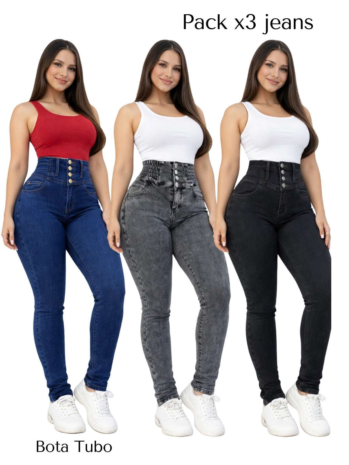 Pack x3 Jeans Cintura Avispa - (bota campana o bota tubo)