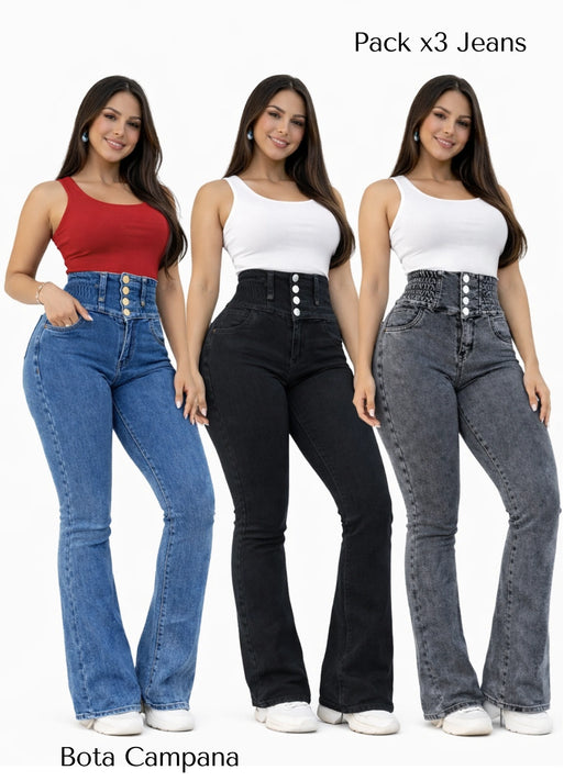 Pack x3 Jeans Cintura Avispa - (bota campana o bota tubo)
