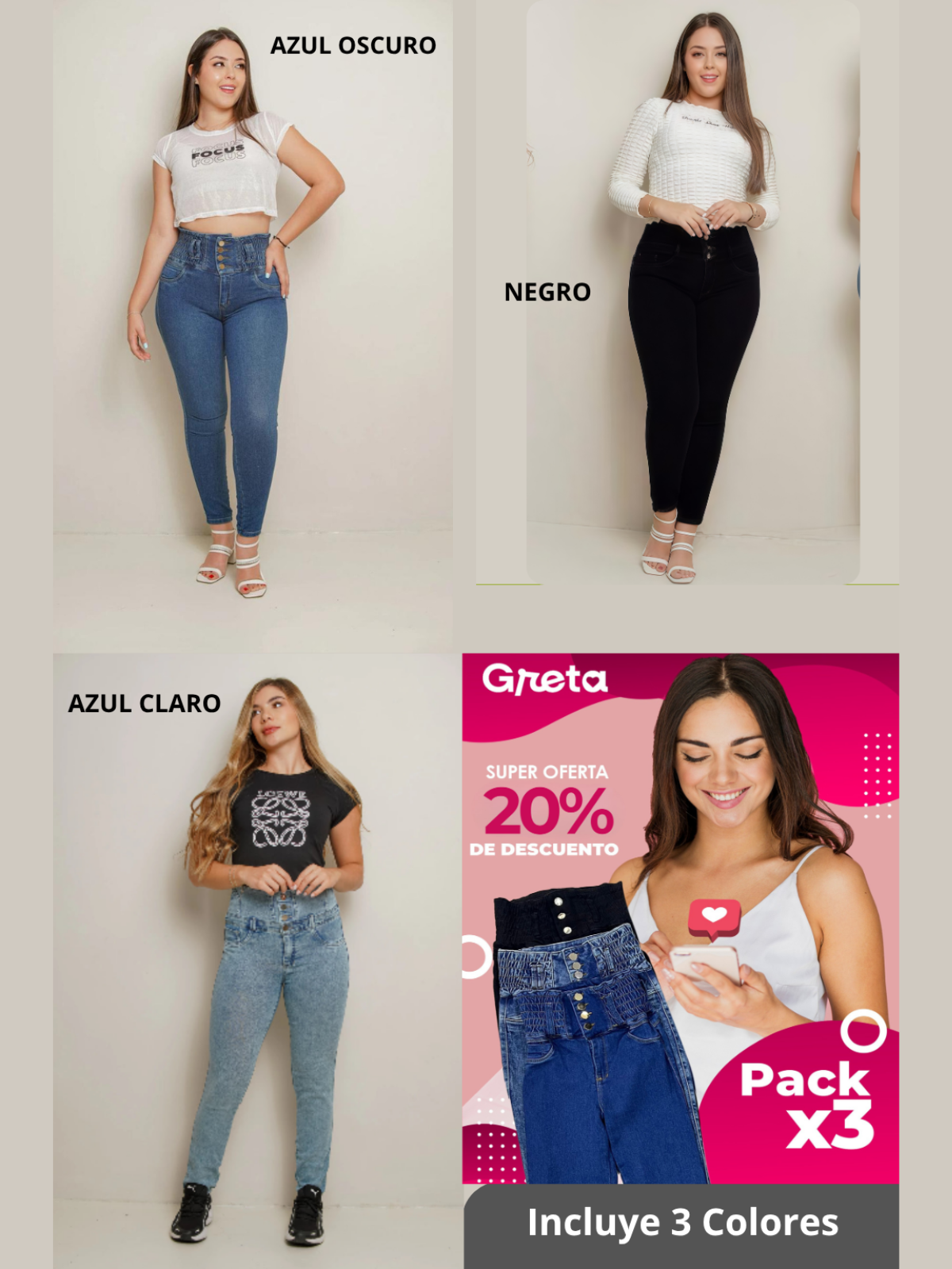 Pack x3 Jeans Cintura Avispa