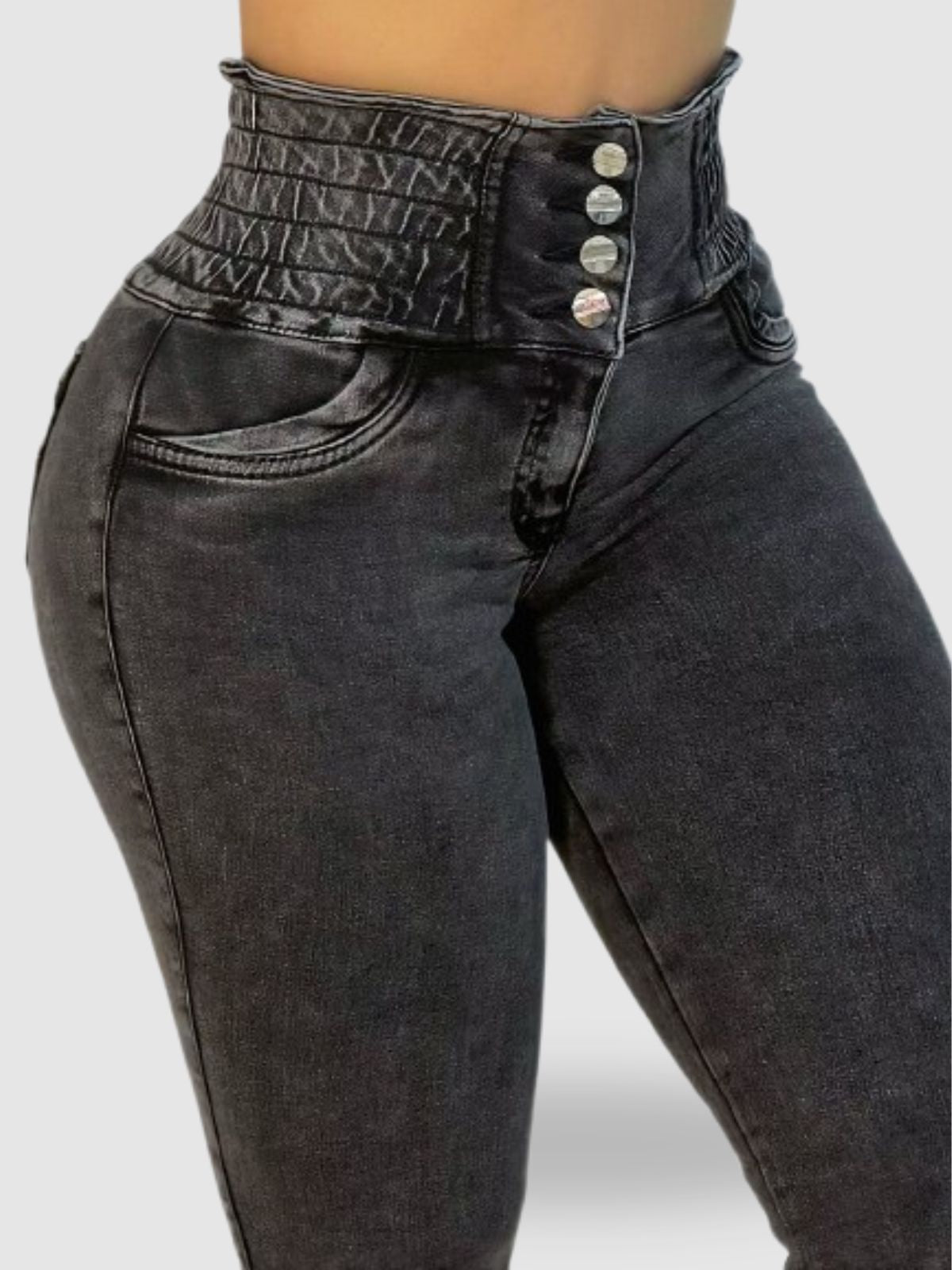 JEAN CINTURA AVISPA GRIS (Bota Campana)