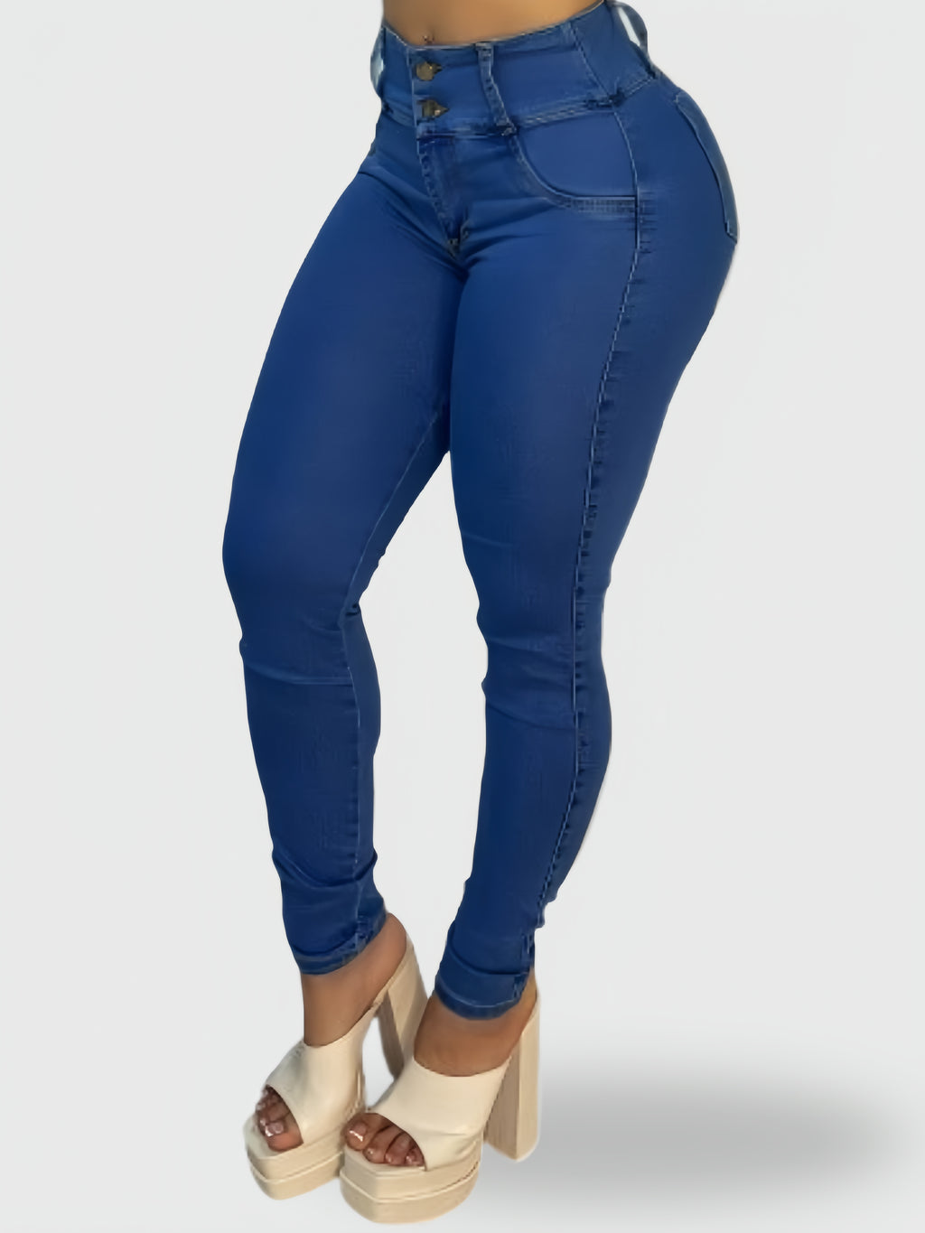 JEAN TIRO ALTO LEVANTA COLA AZUL MEDIO - (Ref Natalia)