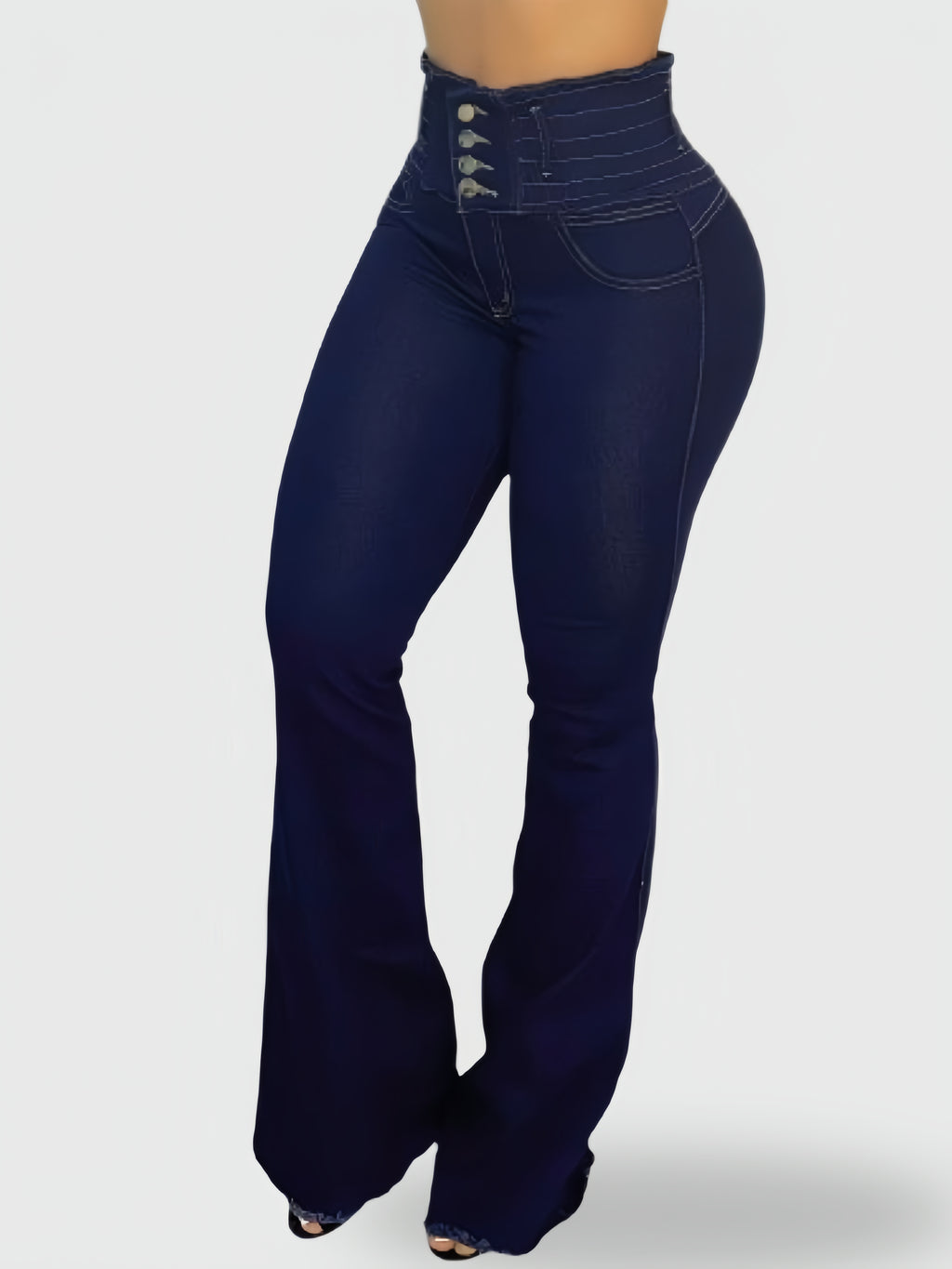 JEAN BOTA CAMPANA TIRO ALTO CORSET AZUL OSCURO