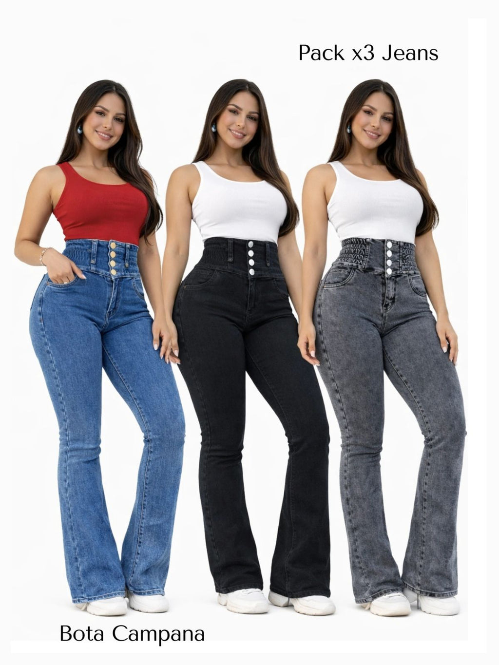 Pack x3 Jeans Cintura Avispa - (bota campana o bota tubo)