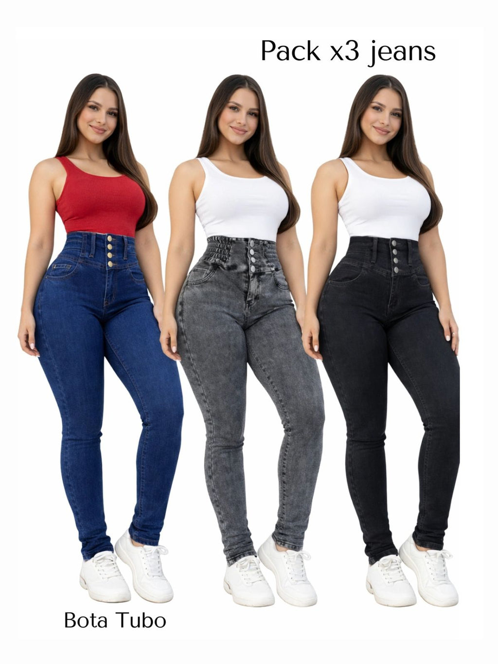 Pack x3 Jeans Cintura Avispa - (bota campana o bota tubo)