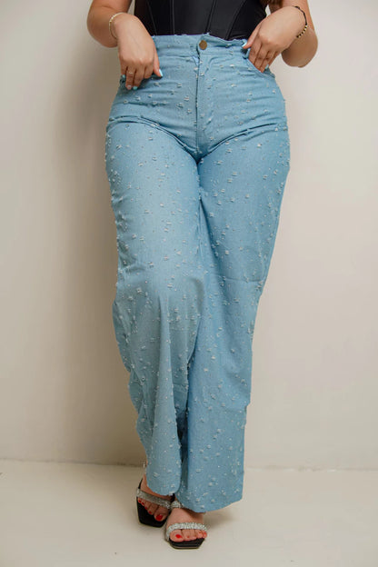 JEAN EN CHAMBRAY CON PEDRERÍA